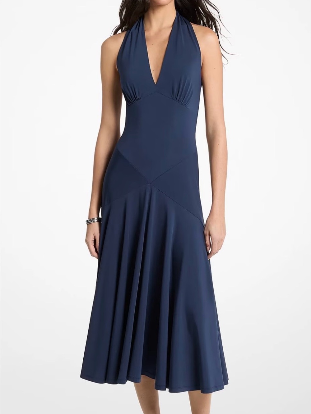 Michael Kors Navy Halter Midi Dress